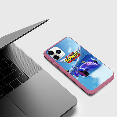 Чехол iPhone 11 Pro матовый Blaze the cat - team Sonic racing / 3D-Малиновый – фото 3