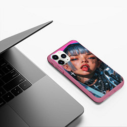 Чехол iPhone 11 Pro матовый Future samurai pink girl, цвет: 3D-малиновый — фото 2