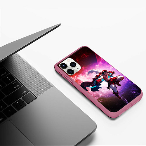 Чехол iPhone 11 Pro матовый Эпический Луффи в Новый Год - Ван Пис / 3D-Малиновый – фото 3