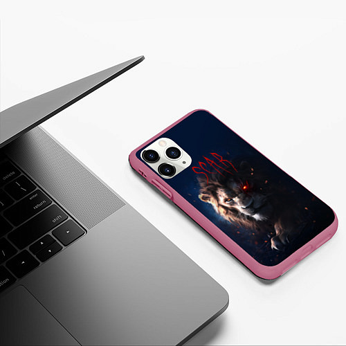 Чехол iPhone 11 Pro матовый The Lion King - Scar / 3D-Малиновый – фото 3