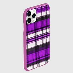 Чехол iPhone 11 Pro матовый Фиолетово-белая ткань в клетку, цвет: 3D-фиолетовый — фото 2