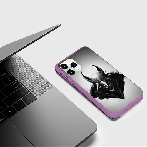 Чехол iPhone 11 Pro матовый Batman who laughs / 3D-Фиолетовый – фото 3