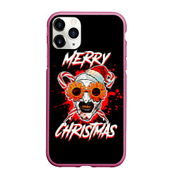 Чехол iPhone 11 Pro матовый Merry Christmas Terrifier, цвет: 3D-малиновый