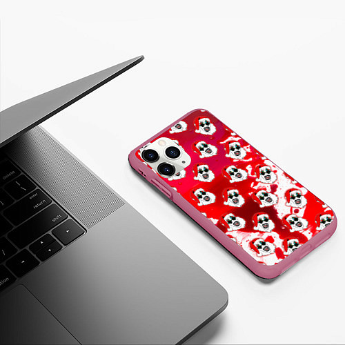 Чехол iPhone 11 Pro матовый Funny Santa clown Art in blood / 3D-Малиновый – фото 3