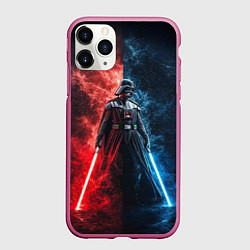 Чехол iPhone 11 Pro матовый Дарт Вейдер - две стороны силы, цвет: 3D-малиновый