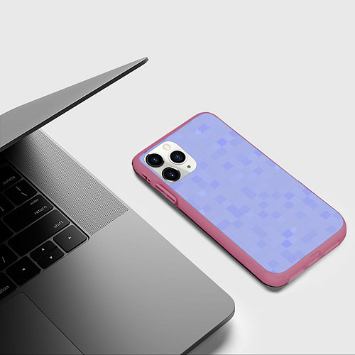 Чехол iPhone 11 Pro матовый Пиксельная клетка / 3D-Малиновый – фото 3