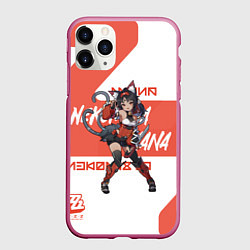 Чехол iPhone 11 Pro матовый Нэкомия Мана - ZZZ, цвет: 3D-малиновый