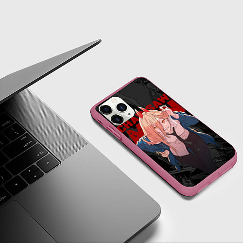 Чехол iPhone 11 Pro матовый Одержимая Пауэр / 3D-Малиновый – фото 3