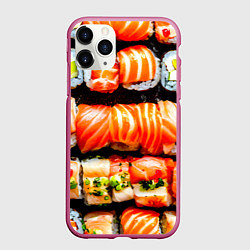 Чехол iPhone 11 Pro матовый Сет роллов, цвет: 3D-малиновый