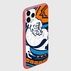 Чехол iPhone 11 Pro матовый Современная японская абстракция, цвет: 3D-малиновый — фото 2