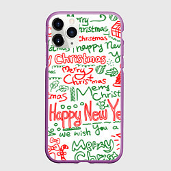 Чехол iPhone 11 Pro матовый Новогодняя атмосфера merry christmas, цвет: 3D-фиолетовый