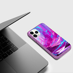 Чехол iPhone 11 Pro матовый Фиолетовая кислотная абстракция, цвет: 3D-фиолетовый — фото 2