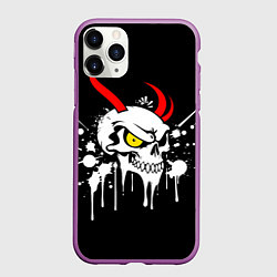 Чехол iPhone 11 Pro матовый Череп самурая арт, цвет: 3D-фиолетовый