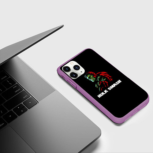 Чехол iPhone 11 Pro матовый Халк Smash / 3D-Фиолетовый – фото 3
