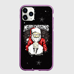 Чехол iPhone 11 Pro матовый Санта поздравляет с рождеством, цвет: 3D-фиолетовый