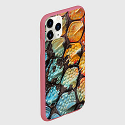 Чехол iPhone 11 Pro матовый Змеиные чешуйки, цвет: 3D-малиновый — фото 2