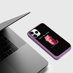 Чехол iPhone 11 Pro матовый Мем розовый кот: опять эти люди, цвет: 3D-фиолетовый — фото 2