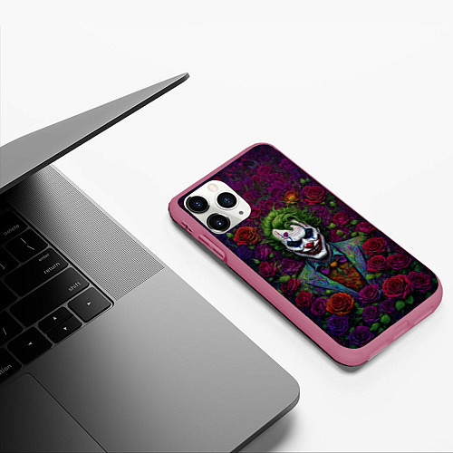 Чехол iPhone 11 Pro матовый Joker - roses / 3D-Малиновый – фото 3