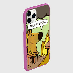 Чехол iPhone 11 Pro матовый This is chill - this is fine мем, цвет: 3D-фиолетовый — фото 2