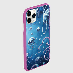 Чехол iPhone 11 Pro матовый Мир фантастических осьминогов, цвет: 3D-фиолетовый — фото 2