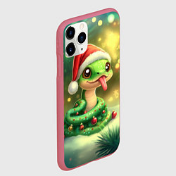 Чехол iPhone 11 Pro матовый Змейка показывает язык, цвет: 3D-малиновый — фото 2