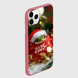 Чехол iPhone 11 Pro матовый Змейка в новогодних подарках 2025, цвет: 3D-малиновый — фото 2