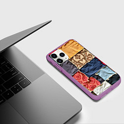 Чехол iPhone 11 Pro матовый Яркий пэчворк, цвет: 3D-фиолетовый — фото 2