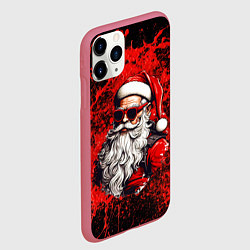 Чехол iPhone 11 Pro матовый Санта Клаус в красках, цвет: 3D-малиновый — фото 2