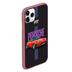 Чехол iPhone 11 Pro матовый Porsche 911 cпортивный немецкий автомобиль, цвет: 3D-малиновый — фото 2