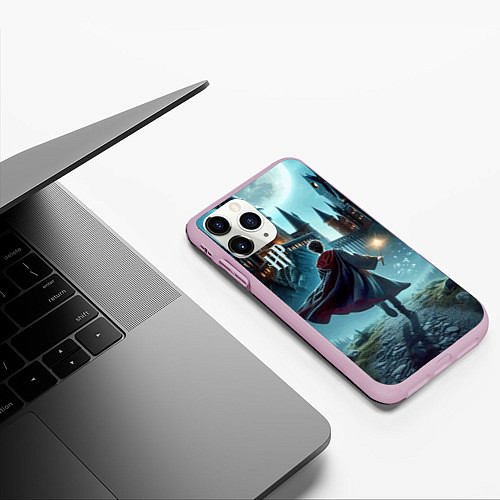 Чехол iPhone 11 Pro матовый Гарри Поттер с волшебной палочкой - Хогвартс / 3D-Розовый – фото 3