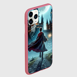 Чехол iPhone 11 Pro матовый Гарри Поттер с волшебной палочкой - Хогвартс, цвет: 3D-малиновый — фото 2