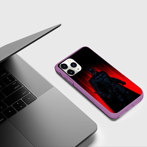 Чехол iPhone 11 Pro матовый Batman - Robert Pattinson / 3D-Фиолетовый – фото 3