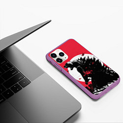 Чехол iPhone 11 Pro матовый Godzilla destroys the city, цвет: 3D-фиолетовый — фото 2