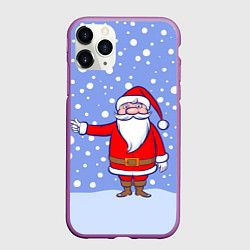 Чехол iPhone 11 Pro матовый Удивленный Санта Клаус, цвет: 3D-фиолетовый