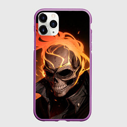 Чехол iPhone 11 Pro матовый Призрачный гонщик, цвет: 3D-фиолетовый