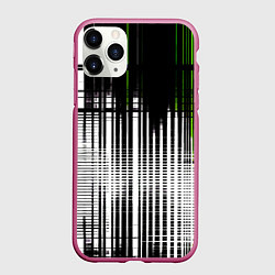 Чехол iPhone 11 Pro матовый Зелёно-чёрный гранж на белом фоне, цвет: 3D-малиновый