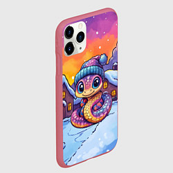 Чехол iPhone 11 Pro матовый Фиолетовая новогодняя змейка символ 2025, цвет: 3D-малиновый — фото 2