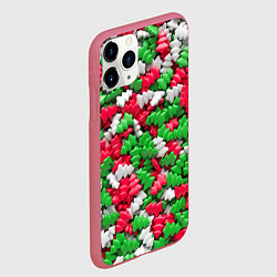 Чехол iPhone 11 Pro матовый Новогодние елочки, цвет: 3D-малиновый — фото 2