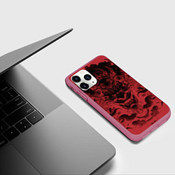 Чехол iPhone 11 Pro матовый Японский мифический демон Они, цвет: 3D-малиновый — фото 2
