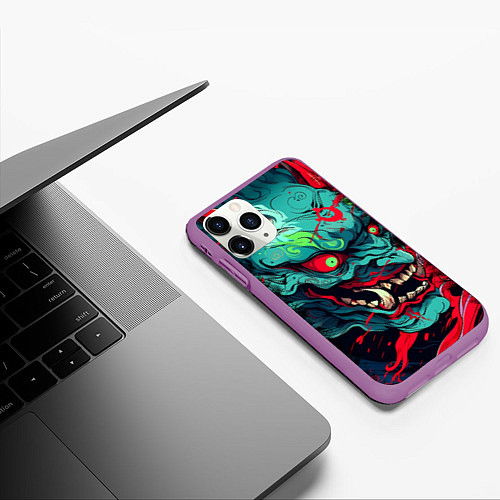 Чехол iPhone 11 Pro матовый Хання - японский демон / 3D-Фиолетовый – фото 3