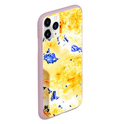 Чехол iPhone 11 Pro матовый Сине-золотая абстракция, цвет: 3D-розовый — фото 2