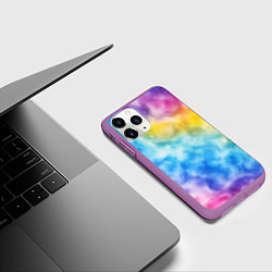 Чехол iPhone 11 Pro матовый Радужный паттерн, цвет: 3D-фиолетовый — фото 2