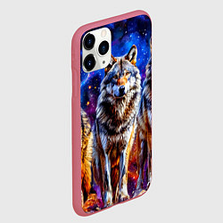 Чехол iPhone 11 Pro матовый Волки в космосе, цвет: 3D-малиновый — фото 2