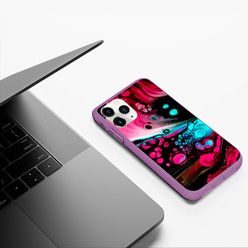 Чехол iPhone 11 Pro матовый Краски градиента / 3D-Фиолетовый – фото 3