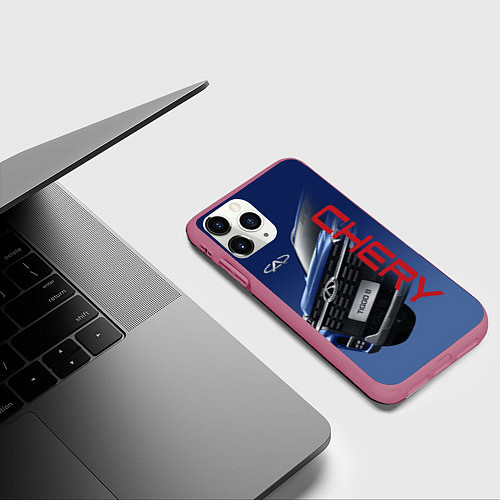 Чехол iPhone 11 Pro матовый Chery / 3D-Малиновый – фото 3