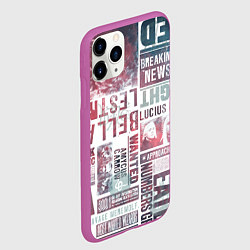 Чехол iPhone 11 Pro матовый Паттерн газеты - Гарри Поттер Сириус Блэк и Люциус, цвет: 3D-фиолетовый — фото 2