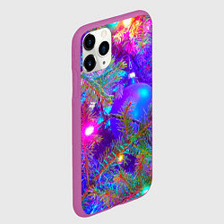 Чехол iPhone 11 Pro матовый Новогоднее свечение гирлянд, цвет: 3D-фиолетовый — фото 2