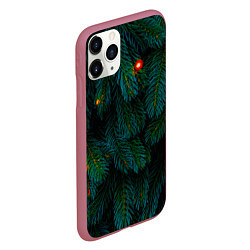 Чехол iPhone 11 Pro матовый Еловые ветви, цвет: 3D-малиновый — фото 2