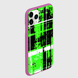 Чехол iPhone 11 Pro матовый Зелёно-белый гранж на чёрном фоне, цвет: 3D-фиолетовый — фото 2