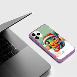 Чехол iPhone 11 Pro матовый Новый год 2025 - милая змейка, цвет: 3D-фиолетовый — фото 2